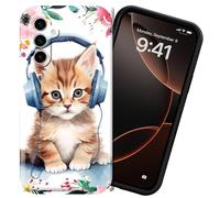 DIGTIALL Funda rígida de policarbonato para Samsung Galaxy A17 5G de 6.6 pulgadas, protección completa, a prueba de golpes, para Samsung Galaxy A17 5G, escucha música con gato