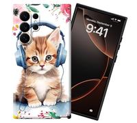 DIGTIALL Funda rígida de policarbonato para Samsung Galaxy S26 Ultra de 6.9 pulgadas, protección completa, a prueba de golpes, para Samsung Galaxy S26 Ultra, escucha música con gato