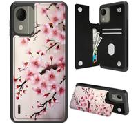 DIGTIALL Funda tipo cartera para Nokia C110 con tarjetero y protección RFID para mujeres y hombres, funda protectora de piel duradera a prueba de golpes para Nokia C110, flor de cerezo