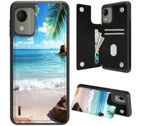 DIGTIALL Funda tipo cartera para Nokia C110 N156DL de 5.45 pulgadas con tarjetero y protección RFID, piel sintética, función atril a prueba de golpes, funda protectora para Nokia C110, palmeras de