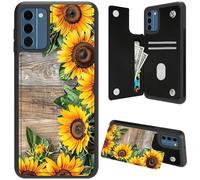 DIGTIALL Funda tipo cartera para Nokia C300 N155DL de 6.5 pulgadas con tarjetero y protección RFID, piel sintética, a prueba de golpes, funda protectora para Nokia C300, girasoles sobre madera