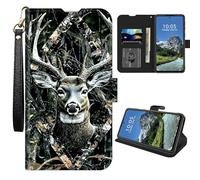 DIGTIALL Funda tipo cartera para Samsung Galaxy A53 5G con tarjetero y correa de muñeca, piel sintética, magnética, a prueba de golpes, funda protectora para Samsung A53 5G, cabeza de ciervo