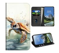 DIGTIALL Funda tipo cartera para TCL 30Z/TCL 30 LE/T602DL con tarjetero y protección RFID para mujeres y hombres, funda magnética de piel sintética a prueba de golpes para TCL 30Z/TCL 30 LE, tortuga