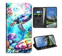 DIGTIALL Funda tipo cartera para TCL 30Z/TCL 30 LE/T602DL con tarjetero y protección RFID para mujeres y hombres, funda magnética de piel sintética a prueba de golpes para TCL 30Z/TCL 30 LE, tortuga