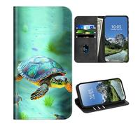 DIGTIALL Funda tipo cartera para TCL 30Z/TCL 30 LE/T602DL con tarjetero y protección RFID para mujeres y hombres, funda magnética de piel sintética a prueba de golpes para TCL 30Z/TCL 30 LE, tortuga
