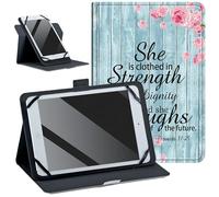 DIGTIALL Funda universal para tablet Amazon Fire HD 8/Samsung/iPad Mini/Lenovo/TCL, soporte giratorio de 360 grados y múltiples ángulos de visión para tablet de 7 a 9 pulgadas, Bible Provers 31-25