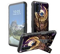 DIGTIALL Moon - Funda para AT&T Radiant Max 5G 6.8 pulgadas/Cricket Dream 5G/AT&T Fusion 5G con soporte y protector de pantalla de vidrio templado, doble capa, resistente a los golpes