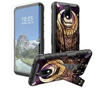 DIGTIALL Moon - Funda para Cricket Debut/AT&T Calypso 2 (U319AA) con soporte y protector de pantalla de vidrio templado, doble capa, resistente, a prueba de golpes, funda protectora para teléfono
