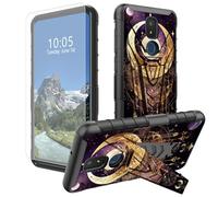 DIGTIALL Moon - Funda para Cricket Icon 3/ATT Motivate 2 con soporte y protector de pantalla de vidrio templado, doble capa, resistente, a prueba de golpes, funda protectora para teléfono