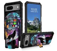 DIGTIALL Moon Wolf - Funda tipo cartera para Google Pixel 8 con ranura desmontable para tarjetas de crédito y soporte, doble capa resistente a prueba de golpes, funda para teléfono
