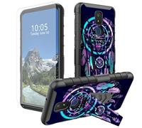 DIGTIALL Rainbow Dream Catcher - Funda para Cricket Icon 3/ATT Motivate 2 con soporte y protector de pantalla de vidrio templado, doble capa, resistente, a prueba de golpes, funda protectora para