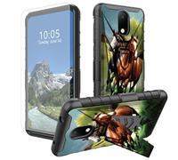 DIGTIALL Running Horse - Funda para Cricket Debut/AT&T Calypso 2 (U319AA) con soporte y protector de pantalla de vidrio templado, doble capa, resistente, a prueba de golpes, funda protectora para