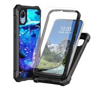 DIGTIALL Sharks - Funda para AT&T Calypso 4 / Cricket Debut S2 con protector de pantalla de vidrio templado, doble capa resistente a prueba de golpes de TPU