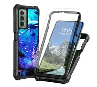 DIGTIALL Sharks - Funda para Cricket Outlast/Att Jetmore con protector de pantalla de vidrio templado, 2 en 1 de doble capa, resistente, a prueba de golpes, TPU