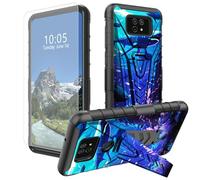 DIGTIALL Sharks - Funda para Cricket Ovation 2/AT&T Maestro Max (2021) con soporte y protector de pantalla de vidrio templado, doble capa, resistente, a prueba de golpes