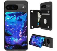 DIGTIALL Sharks - Funda tipo cartera para Google Pixel 9 con tarjetero y protección RFID para mujeres y hombres, funda protectora de piel duradera a prueba de golpes para Pixel 9