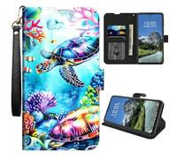 DIGTIALL TCL 30Z/TCL 30 LE/T602DL - Funda tipo cartera con tarjetero y correa para la muñeca, piel sintética, magnética, a prueba de golpes, funda protectora para TCL 30Z/TCL 30 LE/T602DL, tortuga