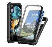 DIGTIALL Wolf Howling Moon - Funda para AT&T Calypso 4 / Cricket Debut S2 con protector de pantalla de vidrio templado, doble capa resistente a prueba de golpes TPU