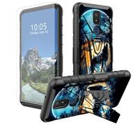 DIGTIALL Wolf Howling Moon - Funda para Cricket Icon 3/ATT Motivate 2 con soporte y protector de pantalla de vidrio templado, doble capa, resistente, a prueba de golpes, funda protectora para teléfono