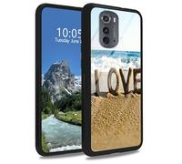 DIGTIALL Word Love On The Beach - Funda de vidrio templado para Motorola Moto Edge 2022 de TPU suave, a la moda, para hombres y mujeres, funda protectora a prueba de golpes para Moto Edge 2022