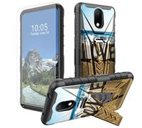 DIGTIALL Word Love On The Beach - Funda para Cricket Debut/AT&T Calypso 2 (U319AA) con soporte y protector de pantalla de vidrio templado, doble capa, resistente, a prueba de golpes, funda protectora