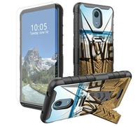 DIGTIALL Word Love On The Beach - Funda para Cricket Vision 3/AT&T Calypso (U318AA) con soporte y protector de pantalla de vidrio templado, doble capa, resistente, a prueba de golpes, funda protectora