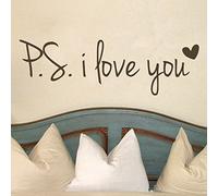 DigTour WallArt PS I Love You Vinilo para pared con texto en inglés "Love You", texto en inglés "Love You", "Love You", texto en inglés), color negro