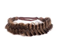 DIGUAN Diadema trenzada de pelo sint tico de 2 hebras, ancha y desordenada, accesorio de belleza para mujer y ni a, 62 g/2,1 oz (casta o rojizo)