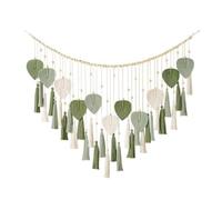 Diheohg 1 pieza de macramé colgante de pared hojas - Gran decoración de pared bohemia elegante de cordón de algodón verde para el hogar y la oficina