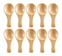 Diheohg 10 paquetes de cucharas de madera pequeñas, perfectas para pequeños tarros de mermelada, especias, especias, azúcar, miel, café, té, mostaza, hielo, leche en polvo