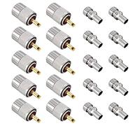 Diheohg 10 unidades UHF/-259 Conector de soldadura con conector reductor para RG8X, RG8, RG59, LMR-400, RG-213 cable coaxial