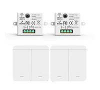 Diheohg 2 interruptores de pared inalámbricos RF 433 MHz módulo de relé con 2 paneles de 2 vías, mando a distancia LED para lámpara LED