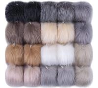 Diheohg 20 unidades de pompones de piel de zorro sintético con lazo elástico para sombreros, bufandas, guantes, accesorios, 20 unidades