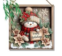 Diheohg 2D plana de madera tallado muñeco de nieve escena cuerda de cáñamo colgante decoración Navidad decoración