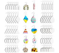 Diheohg 60 piezas de sublimación espacios, pendientes, transferencia de calor, pendientes sin terminar con gancho para hacer uno mismo sublimación accesorios piezas