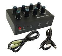 Diheohg -801 Expansor de micrófono de condensador, mezclador de micrófono de 8 canales con conector de 3,5 mm, concentrador expansor de entrada multicanal