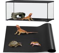 Diheohg Alfombrilla para reptiles de terrario y sustrato de leopardo, serpiente, tortuga, suelo de reptil, 45,7 x 182,88 cm, color negro