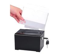 Diheohg Caja de donaciones con candado - Caja de propuestas de acrílico con ranura, caja de candados con soporte para carteles, color negro