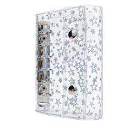 Diheohg Carpeta de PVC transparente A7, 6 anillas, estrella brillante, funda de cuaderno rellenable, protección con 2 botones a presión