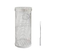 Diheohg Cesta de barbacoa de acero inoxidable para exteriores, con ganchos y para viajes, camping, pícnic, utensilios de cocina, 35 cm