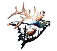 Diheohg Decoración de pared de metal, alce, decoración de pared de metal, escultura artística, silueta, decoración de manualidades con decoración rústica de cabaña-D