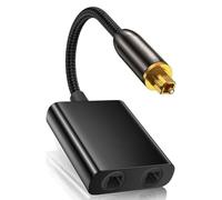 Diheohg Divisor de cable de fibra óptica 2 en 1 Toslink convertidor para HDTV, DVD, TV digital, amplificador de barra de sonido, conector chapado en oro