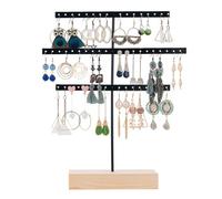 Diheohg Estante de almacenamiento simple de 3 capas negro para pendientes, soporte para joyas, pendientes, collares, anillos, soporte para joyas, fácil instalación