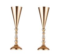 Diheohg Jarrón de flores de mesa de 2 piezas, decoración de boda, soporte de metal dorado para el aniversario