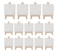 Diheohg Juego de 14 pinceles para lienzo y caballete, lienzo 4 x 4, lienzo pretensado, mini juego de pintura, pintura para niños