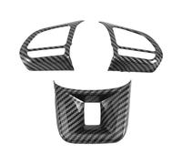 Diheohg Juego de 3 unidades de ABS para coche, cubierta para botón de rueda de dirección para MG5, MG6, MG ZS, fibra de carbón