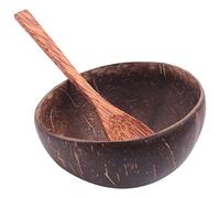 Diheohg Juego de cuencos de coco y juego de ensaladas, batidos de ensalada, postre, fruta, helado, aperitivos, para la cocina, juego de 4
