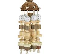 Diheohg Juguete de Loro de PáJaro, Juguete de Loro Grande Bloques de Madera Natural Juguete para Masticar PáJaro Jaula de Loro Mordedura Trajes de Juguete para Loros Guacamayos