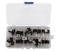Diheohg Kit de surtido de 10 tipos para transistores Mosfet de la serie IRF, incluyenLich IRFZ44 / 510/520/530/540/640/740/840/3205/9540