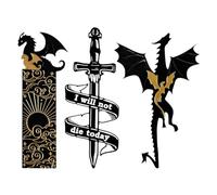 Diheohg Marcapáginas de dragón para hombres, accesorios de libros para amantes de la lectura, marcadores para leer, dragones negros y dorados, fácil instalación, fácil de usar